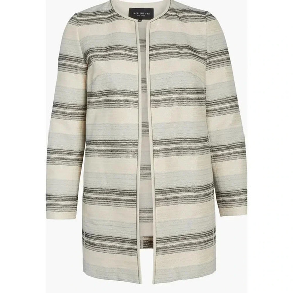 NEW- NWOT Lafayette 148 Pria Striped Long Jacket Size 8 - Picture 4 of 8